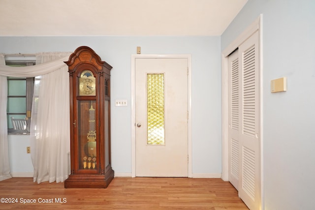 interior space with light hardwood / wood-style floors