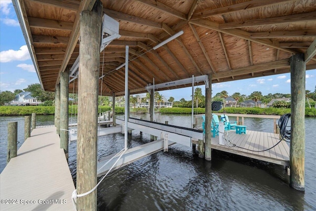 dock area featuring a water view