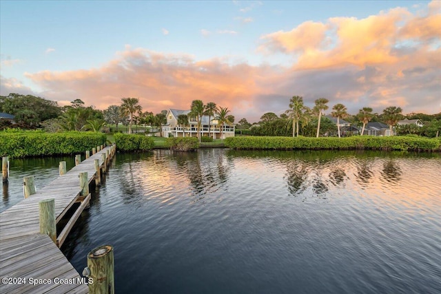 dock area featuring a water view