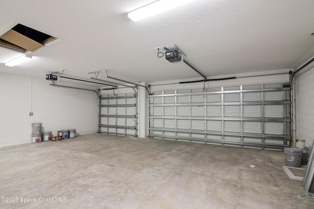 garage with a garage door opener