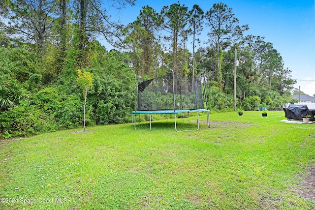 view of yard featuring a trampoline