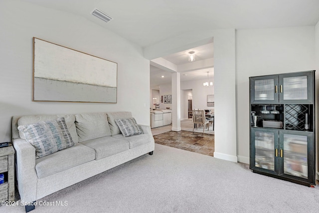 living room with carpet floors