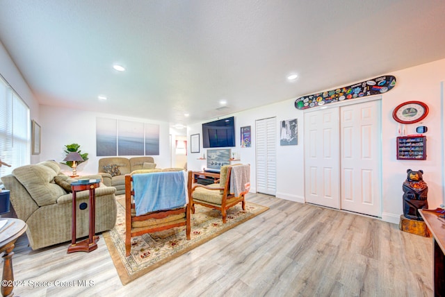 living room featuring light hardwood / wood-style flooring