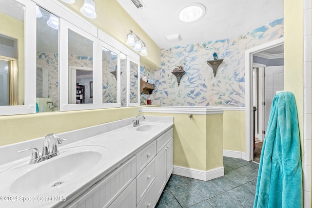 bathroom featuring vanity and tile patterned flooring