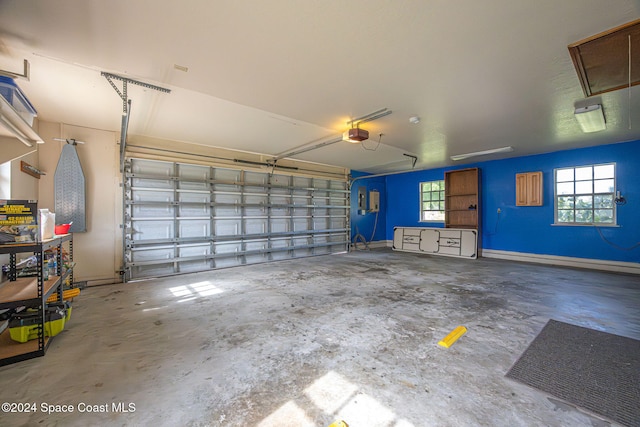 garage with a garage door opener