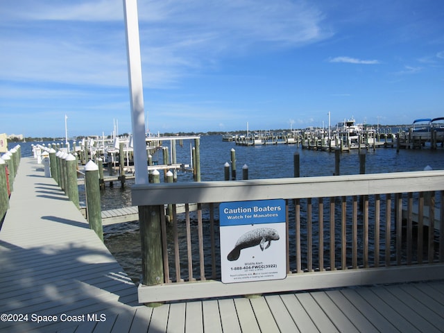 view of dock featuring a water view