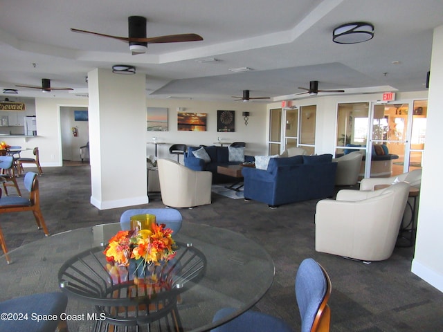 interior space featuring a raised ceiling