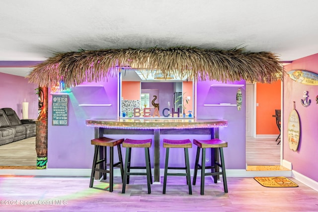 bar featuring hardwood / wood-style floors