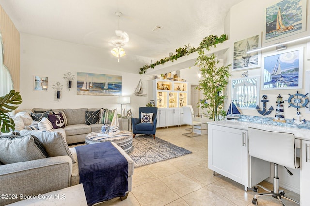 view of tiled living room