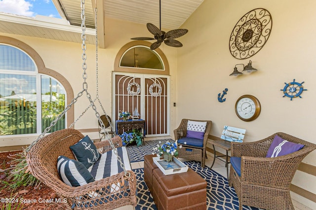 view of patio / terrace featuring an outdoor living space and ceiling fan