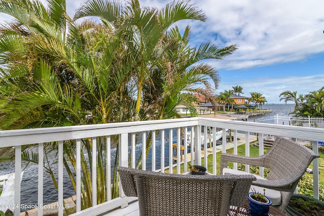 balcony with a water view