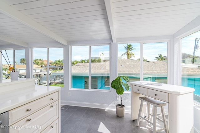 1730 E Central Ave, Merritt Island, FL 32952 - sunroom with healthy amount of natural light, baseboards, and wood ceiling