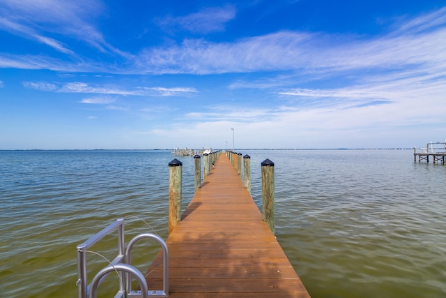 dock area featuring a water view