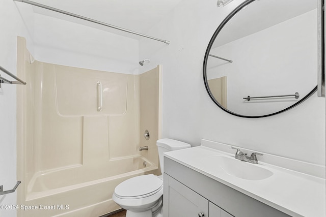 full bathroom with vanity, shower / bathtub combination, and toilet