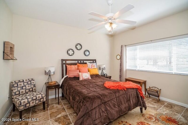 bedroom featuring ceiling fan