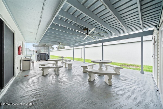 view of patio with ceiling fan