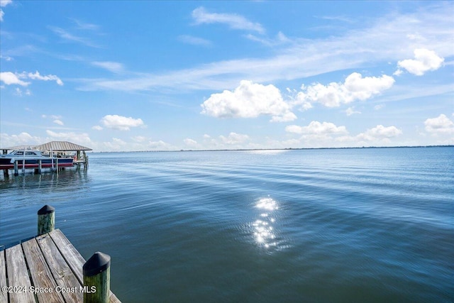 dock area featuring a water view