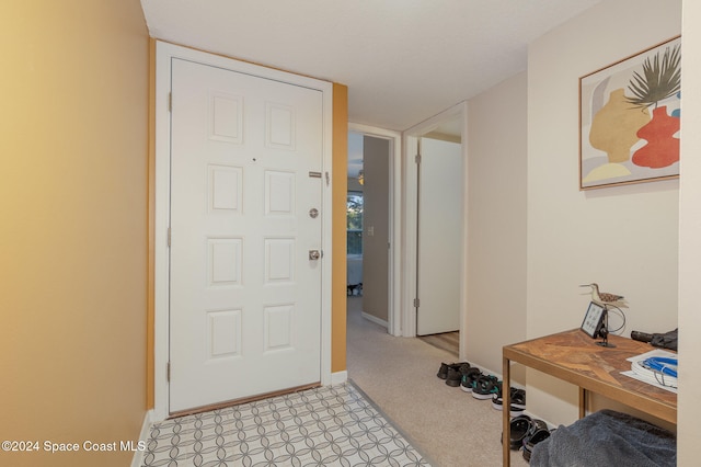 interior space with light colored carpet