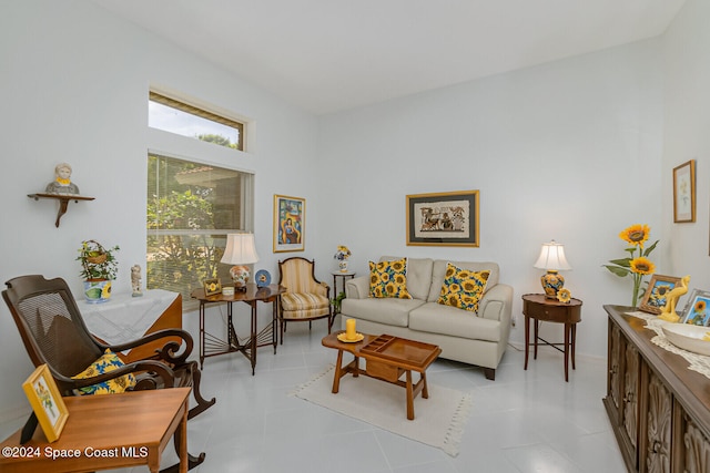 view of tiled living room