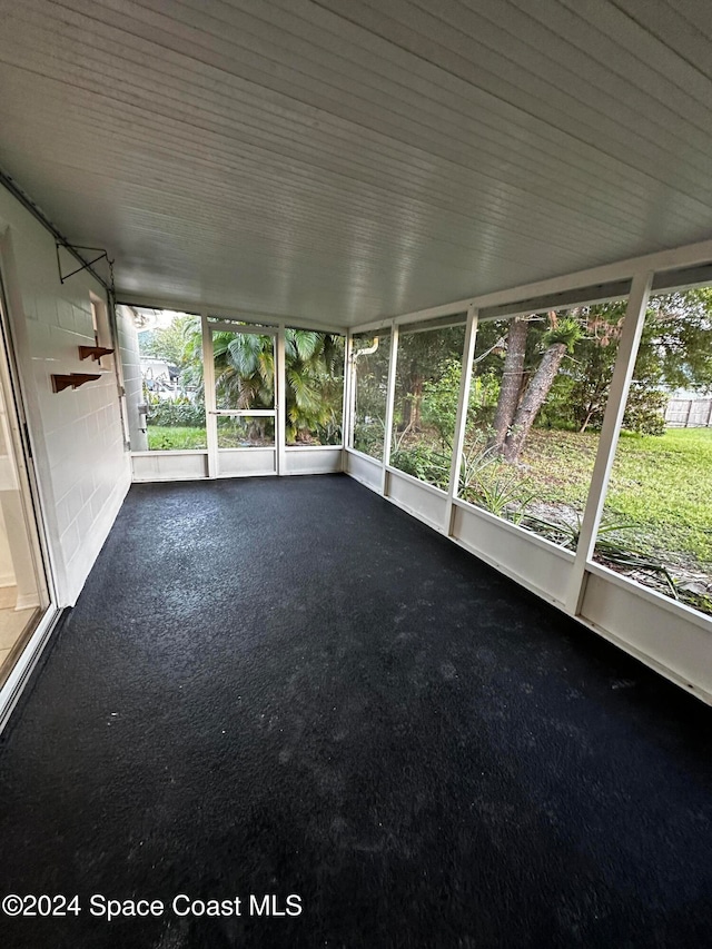 view of unfurnished sunroom