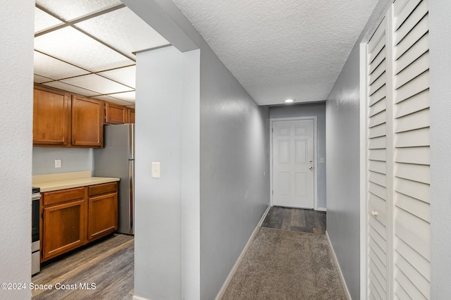 hall featuring dark wood-type flooring