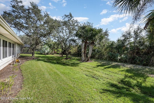 view of yard featuring a lanai