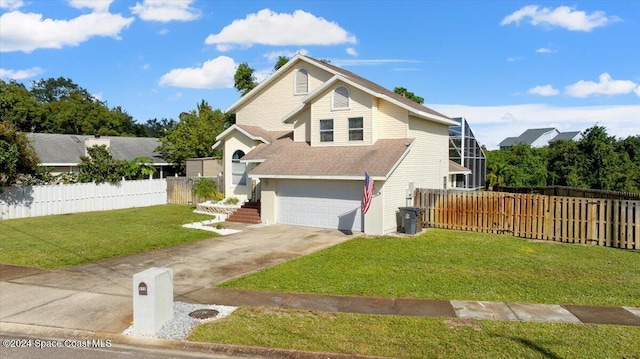 front of property featuring a garage and a front yard