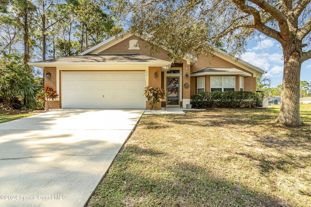 single story home featuring a garage