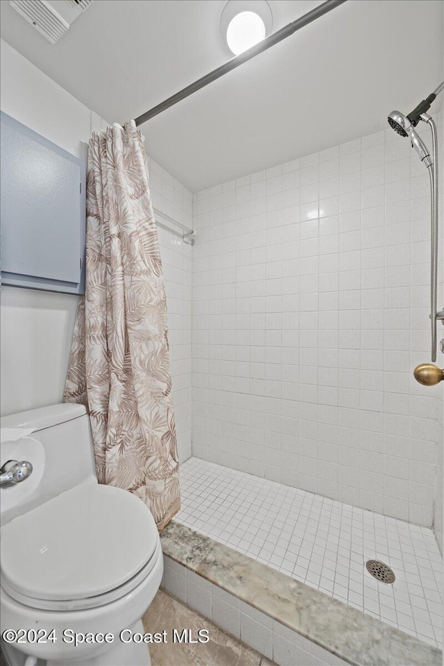 5800 N Banana River Blvd Unit 134, Cape Canaveral, FL 32920 - full bath with visible vents, toilet, and a stall shower