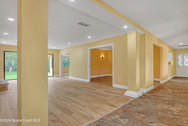 unfurnished room featuring light wood-type flooring