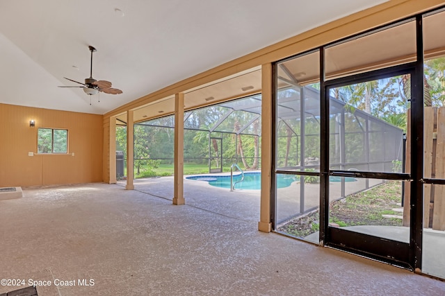 view of pool with ceiling fan