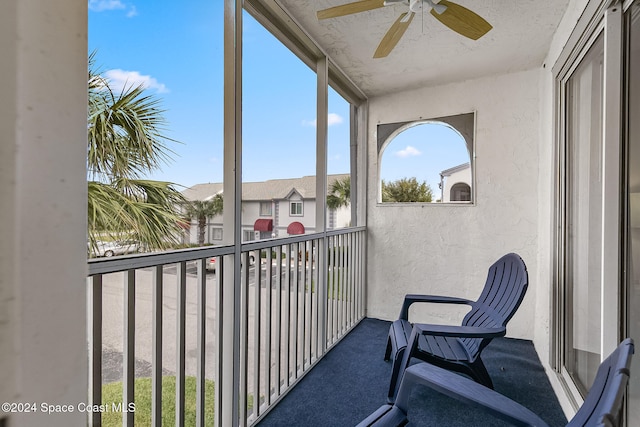 balcony with ceiling fan