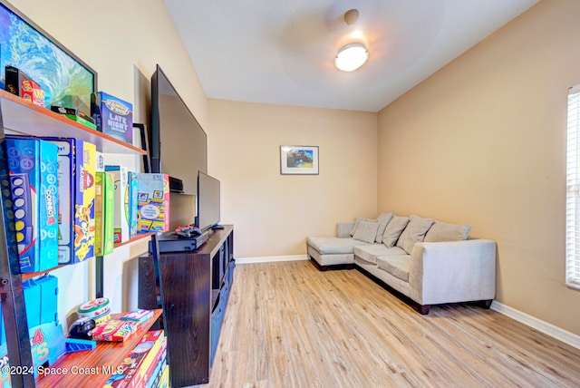 living room featuring light wood-type flooring