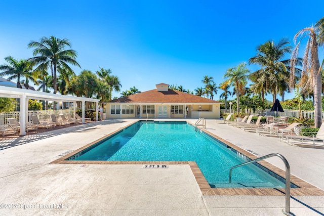 view of pool featuring a patio