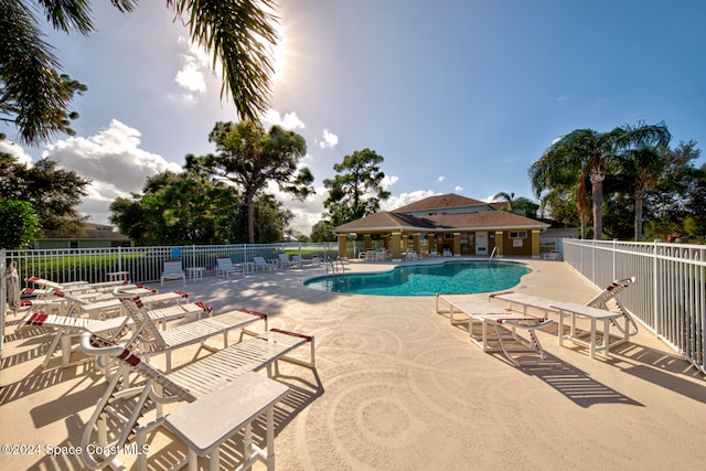 view of pool featuring a patio area