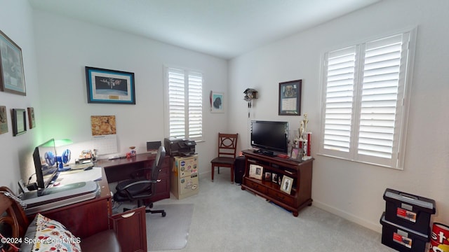 office area with light carpet