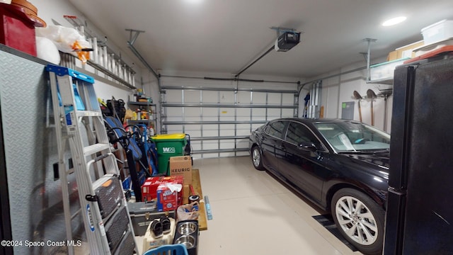 garage with a garage door opener