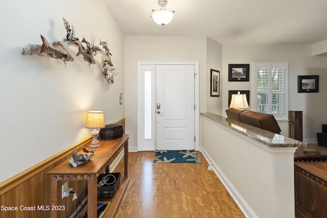 entrance foyer featuring light hardwood / wood-style flooring