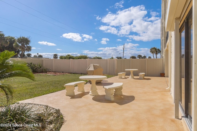 view of patio featuring a fenced backyard