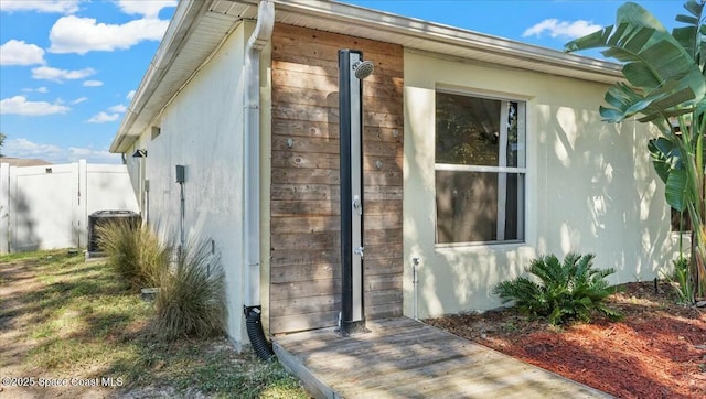 view of property exterior with central air condition unit