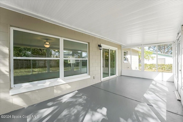 view of unfurnished sunroom