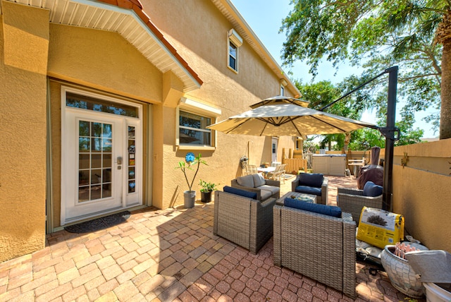 view of patio with an outdoor living space