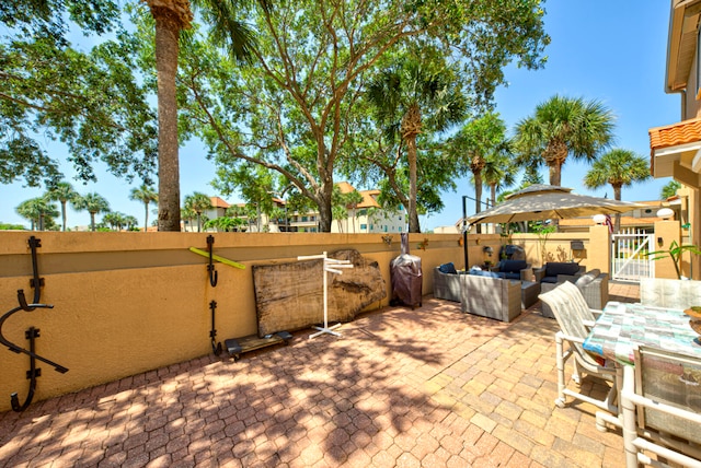 view of patio with an outdoor living space