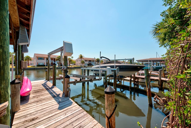 view of dock featuring a water view