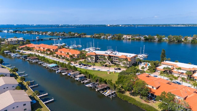 aerial view of a nearby body of water