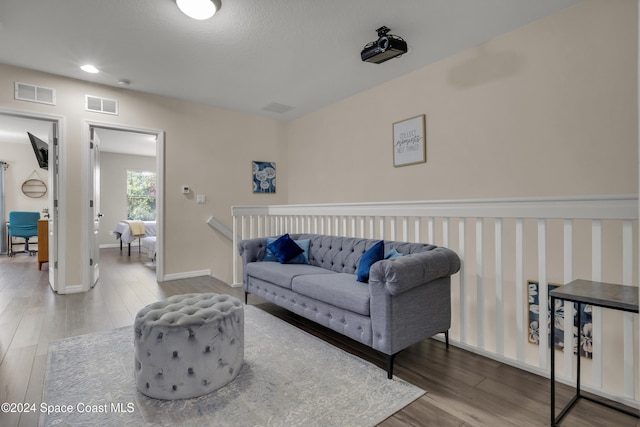 living room with wood-type flooring