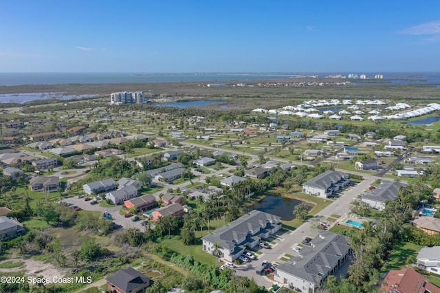 bird's eye view featuring a water view