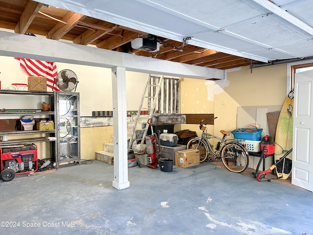 garage with a garage door opener