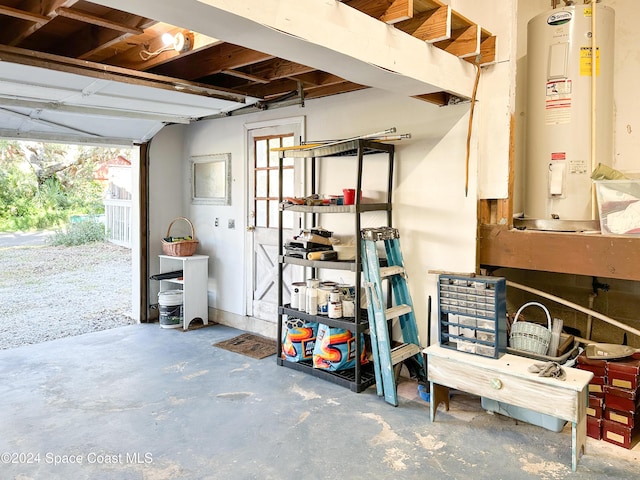 5875 Riverside Dr, Melbourne Beach, FL 32951 - garage featuring water heater