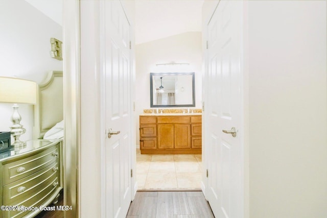 hall with light hardwood / wood-style floors